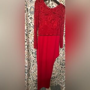 City Triangles Vibrant Red High-Low Lace Dress